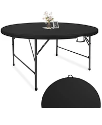 Piscifun Round Folding Table Fold in Half Portable Plastic Indoor Outdoor Party Dining Wedding Camping Picnic Events Handle