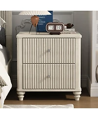 Streamdale Furniture Fluted 3-Drawer Mid-Century Modern Nightstand, 21.65" Wide