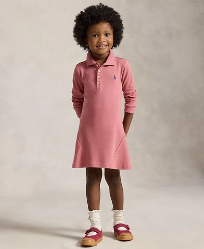 Polo Ralph Lauren Girls' 2T-6X Stretch Mesh Long-Sleeve Dress