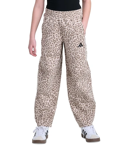 adidas Girls' 8-16 Elastic Waistband Printed Barrel Leg Pants
