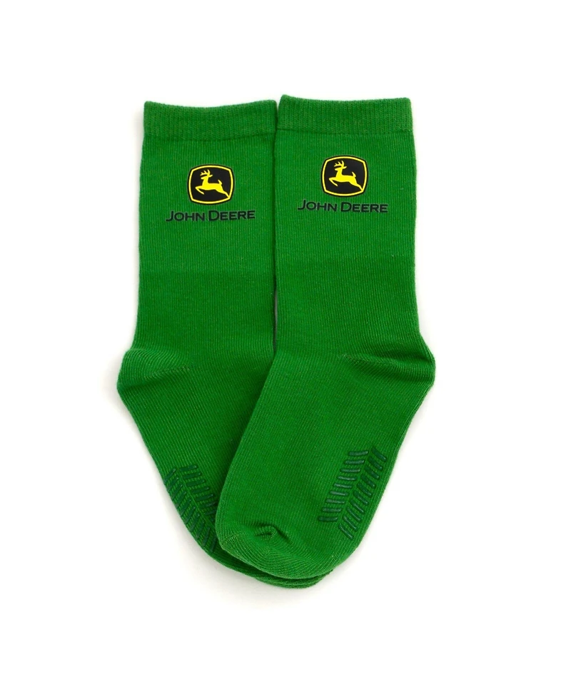 John Deere Little Kids' Boy or Girl ( 4 - 6 ) Non-Slip Grip Crew Socks Set