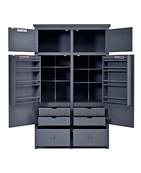 Streamdale Furniture Freestanding Kitchen Pantry Cabinet with 8 Door Shelves and 6 Drawers