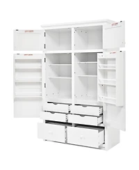 Streamdale Furniture Freestanding Kitchen Pantry Cabinet with 8 Door Shelves, 4 Trays and 6 Drawers