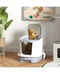 Ruie Covered Cat Litter Box with Top Entry Drawer and Scoop