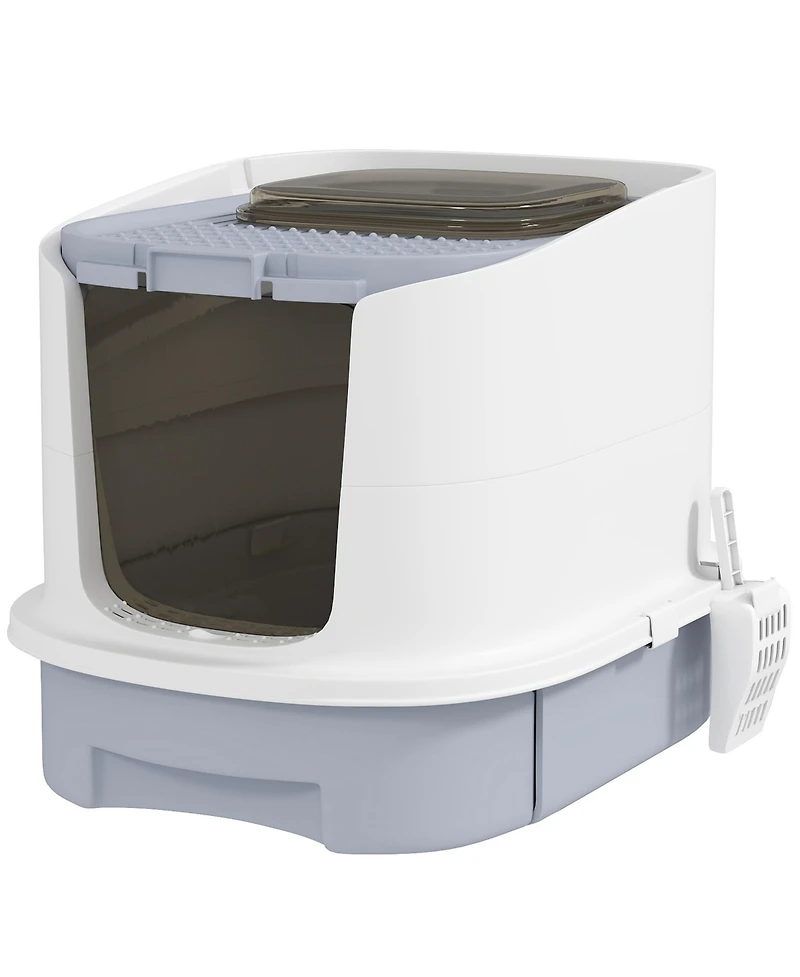 Ruie Covered Cat Litter Box with Top Entry Drawer and Scoop