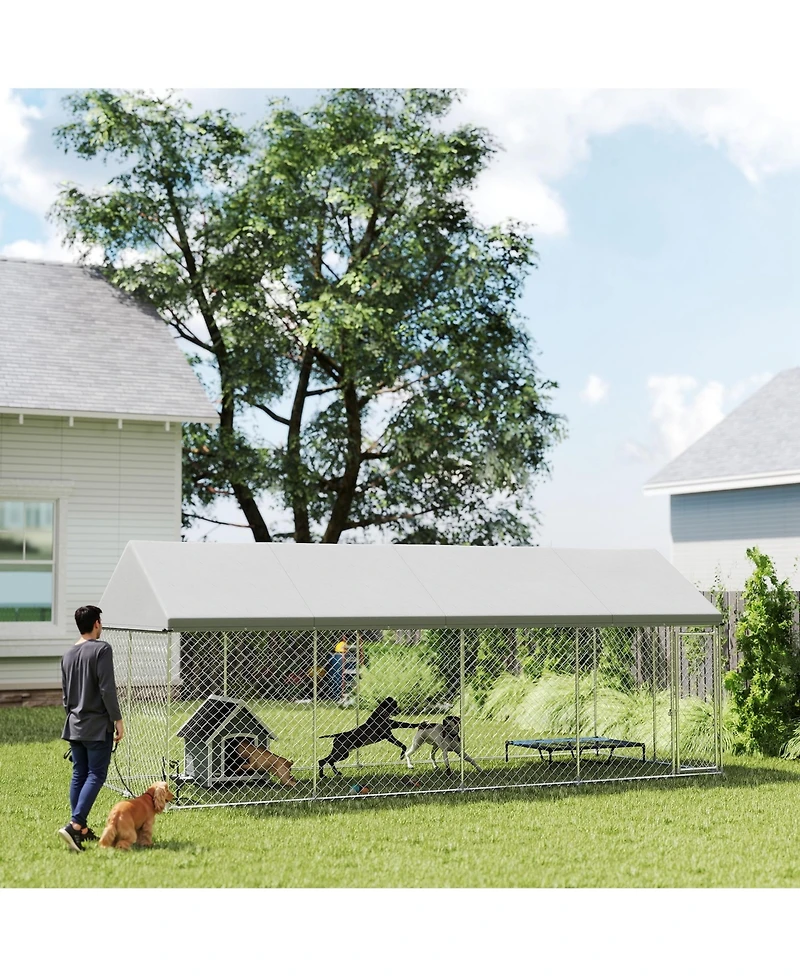 Ruie Heavy Duty Chain Link Outdoor Dog Kennel with Waterproof Roof