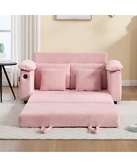 Streamdale Furniture 58" 3-in-1 Upholstered Convertible Futon Sofa Bed with Side Pockets