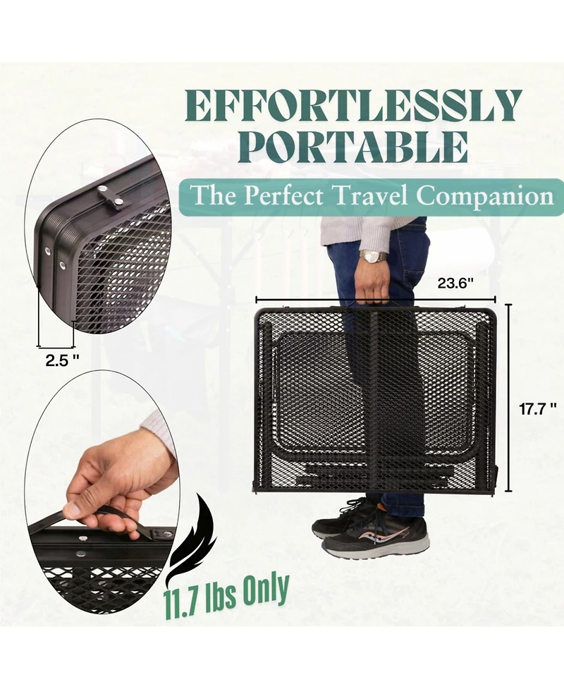 Piscifun Folding Table Carry Bag Storage Wing Panels Adjustable Height Portable Outdoor Camping Bbq Picnic Beach Grill