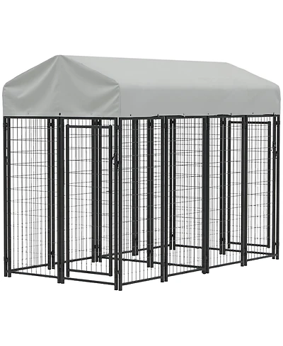 Ruie Two Room Outdoor Dog Kennel with Water Resistant Sun Proof Cover