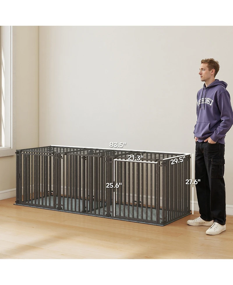 Ruie 83 in Extra Large Heavy Duty Dog Crate with Divider and Mat