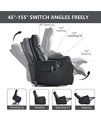 Clihome Power Lift Recliner Chair with Massage and Heat, 155degree(s) Reclining Usb Port, Pu Leather