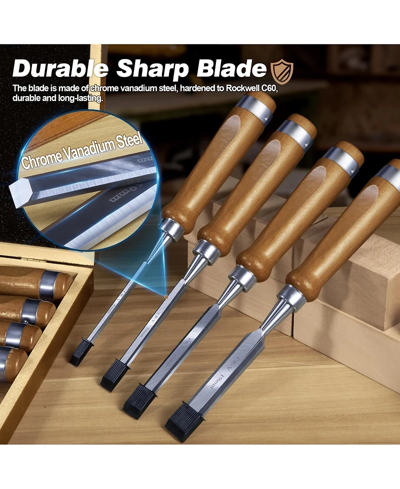 Xdovet Wood Chisel Set Woodworking Kit Steel Wooden Box Honing Guide Stone Carpenter Craftsman
