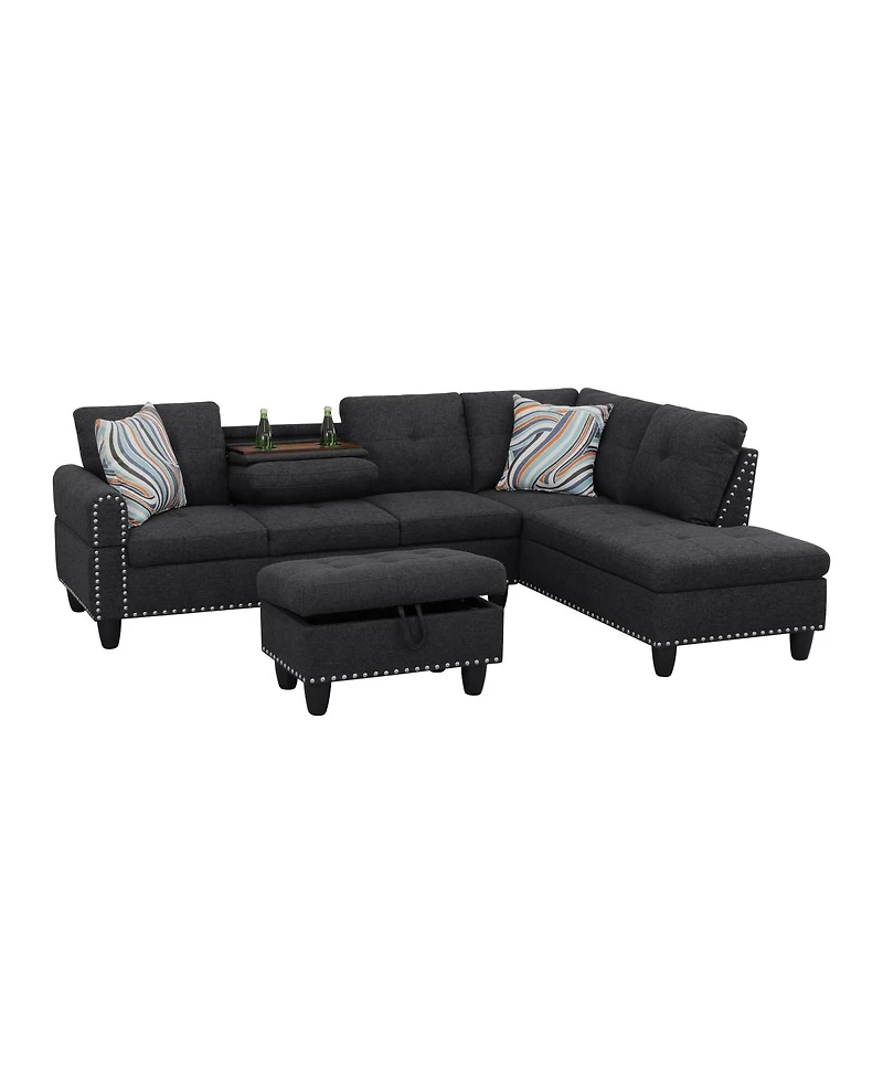Streamdale Furniture L shape Sectional Sofa Chair with cup holder