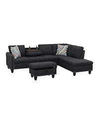 Streamdale Furniture L shape Sectional Sofa Chair with cup holder