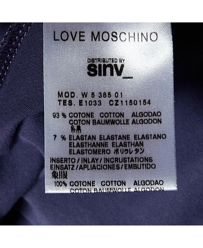 Pre-Owned Love Moschino Women's Logo Embroidered Cotton Knit Sleeveless Mini Dress