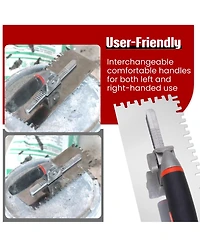 Xdovet Notch Trowel Set 8 Piece Kit Stainless Steel Soft Grip Handle Cement Concrete Masonry Tile Work
