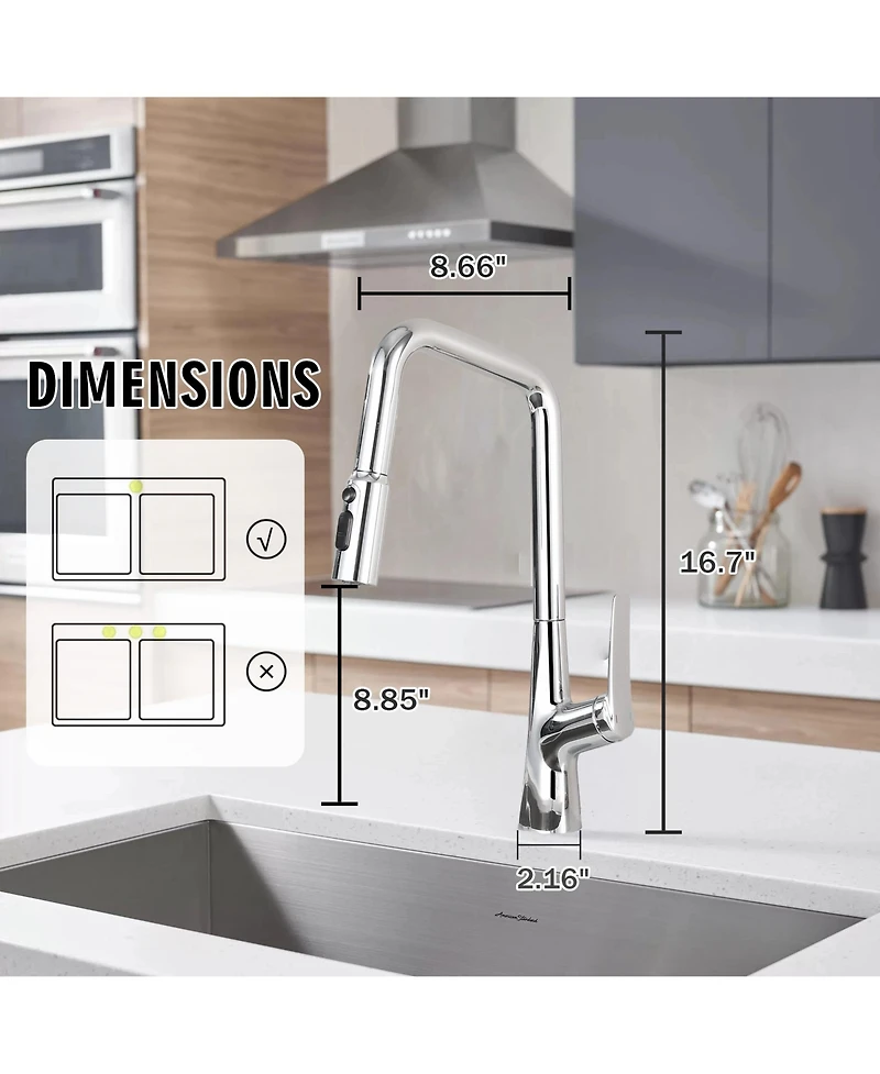 Busdays Chrome Professional Kitchen Faucet with 3 Function 360 Degree Sprayer One Touch Switch FastConnect System