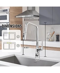 Busdays Chrome Professional Kitchen Faucet with 3 Function 360 Degree Sprayer One Touch Switch FastConnect System