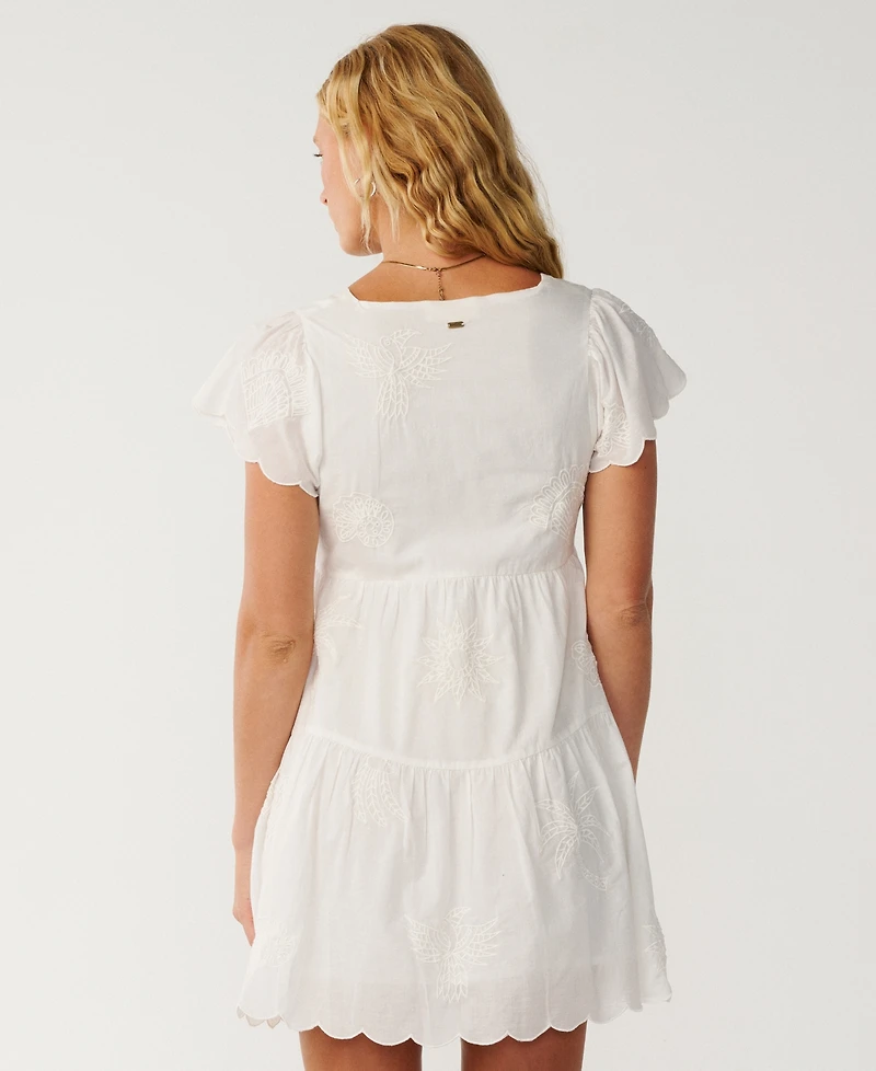 Rip Curl Women's Bossa Nova Embroidered V-Neck Flutter-Sleeve Dress