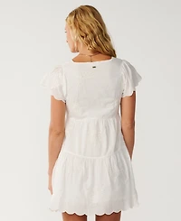 Rip Curl Women's Bossa Nova Embroidered V-Neck Flutter-Sleeve Dress