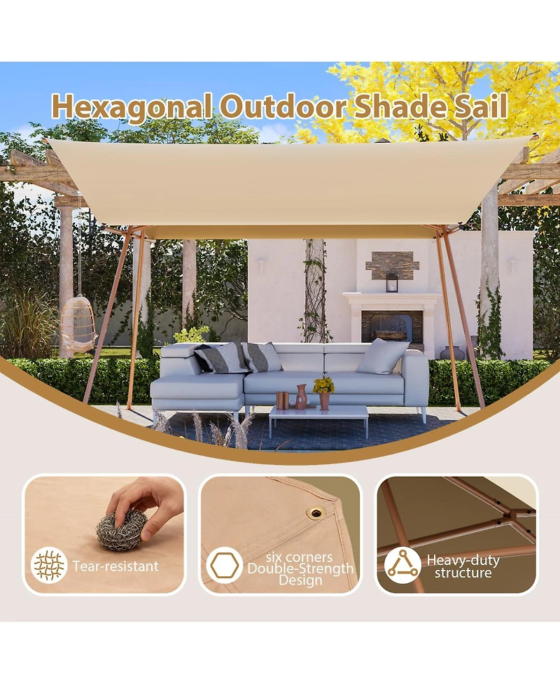 Streamdale Furniture Hexagonal Shade Sail Canopy, 206"x118" Uv Block Sunshade