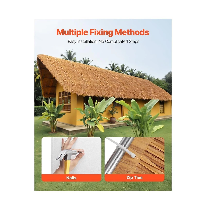 Sugift Artificial Thatch Roof Mexican Style Tiki Bar Hut Roofing Waterproof Fire Resistant