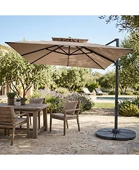 Sugift Cantilever Patio Umbrella with 360-Degree Rotation and 8 Sturdy Ribs for Backyard