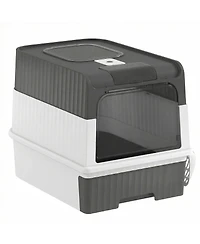Ruie Hooded Cat Litter Box with Drawer Front Entry and Top Exit