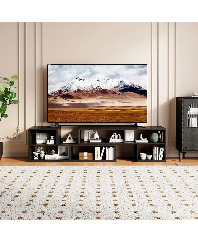 Streamdale Furniture Adjustable Modular Tv Stand with Open Storage and Multi-Compartments