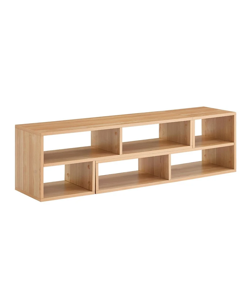 Streamdale Furniture Modular Freestyle Light Wood Adjustable Media Console with Open Storage