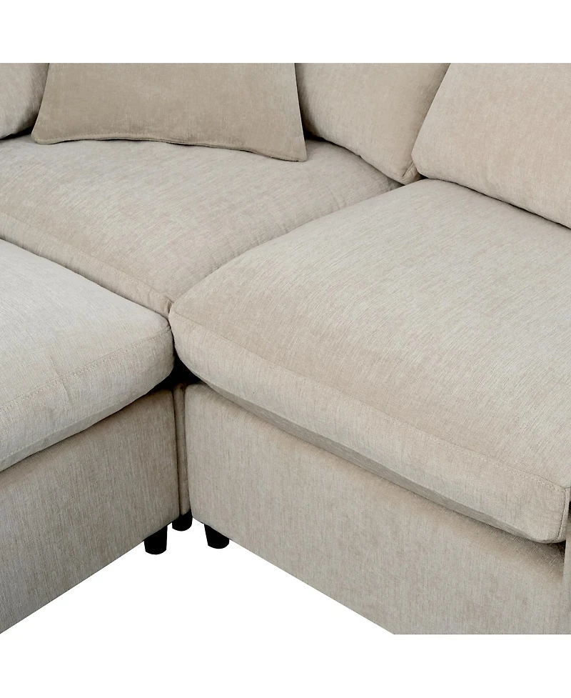 Streamdale Furniture 120.8" 7-Seater Modular L-Shape Sectional Sofa with Movable Ottoman