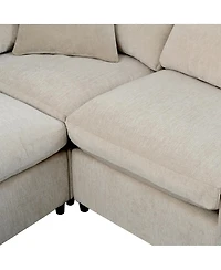 Streamdale Furniture 120.8" 7-Seater Modular L-Shape Sectional Sofa with Movable Ottoman