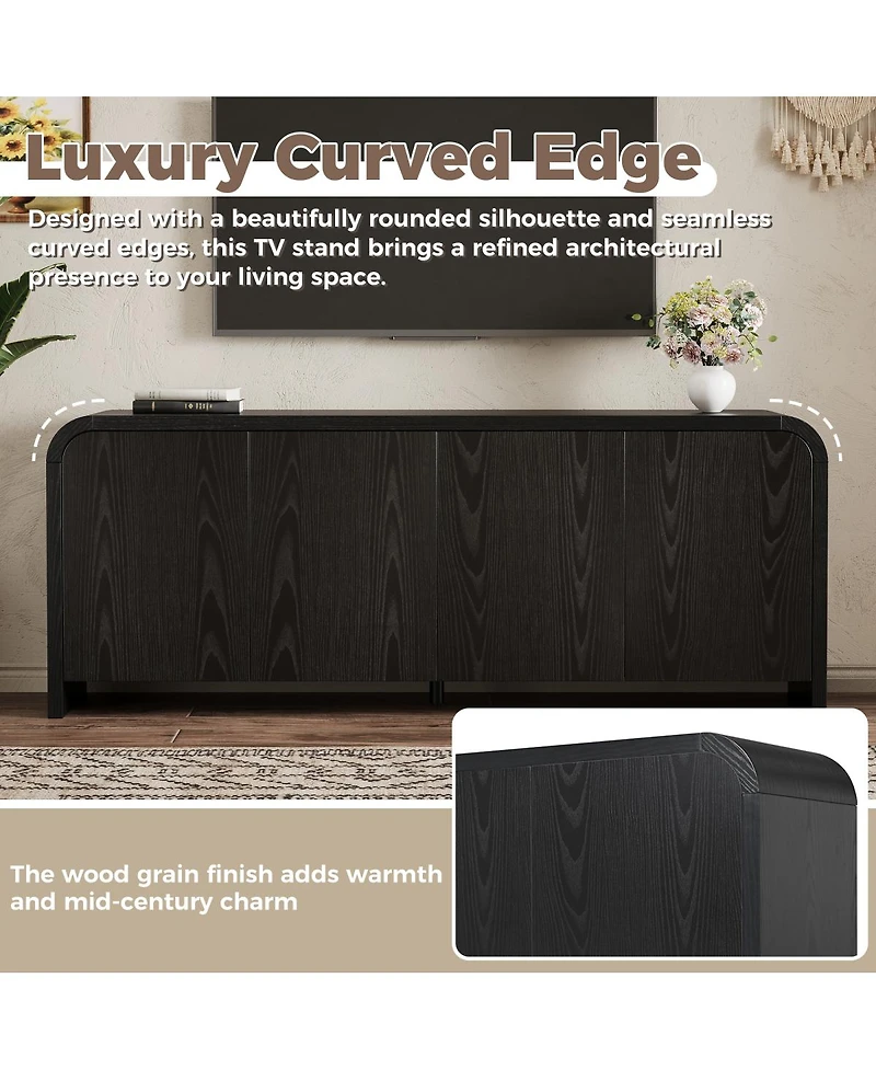 Streamdale Furniture Farmhouse Curved Edge Tv Stand for TVs up to 70"