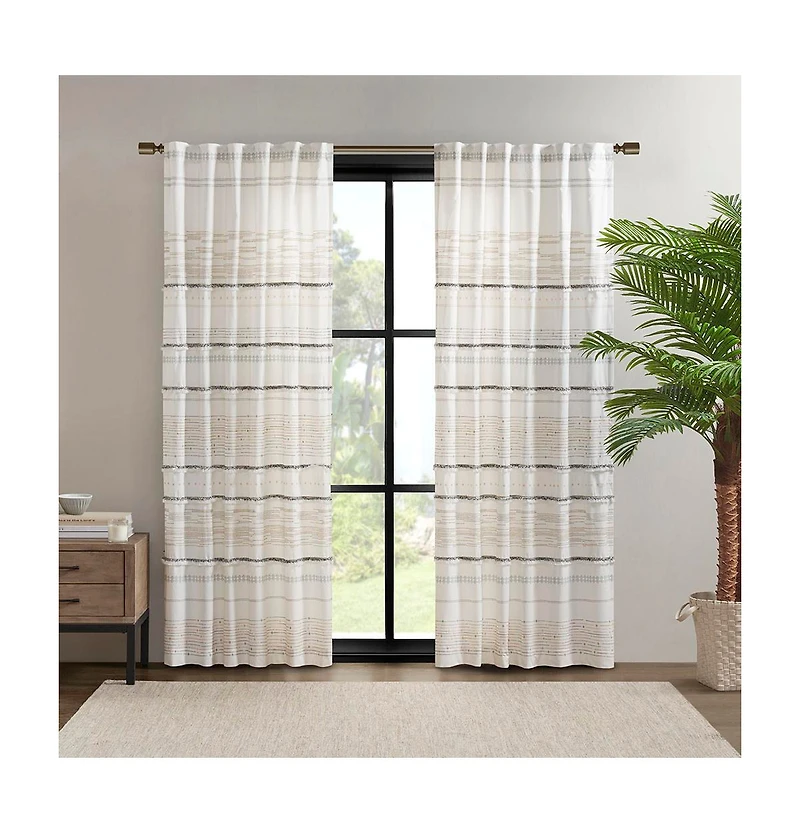 Avobird Cotton Printed Curtain Panel with tassel trim and Lining Only 1 Piece Panel