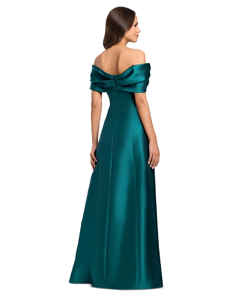Betsy & Adam Women's Off-the-Shoulder A-Line Gown