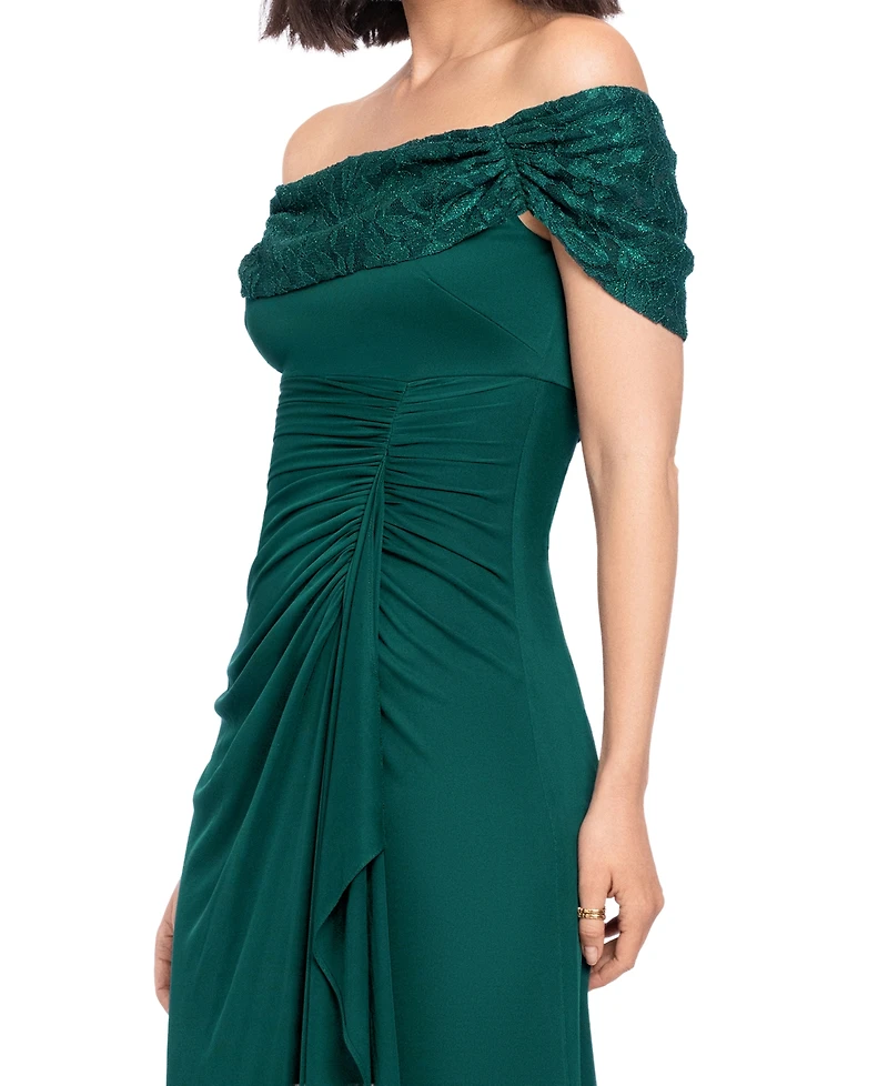 Betsy and Adam Women's Long Off-the-Shoulder Dress