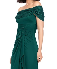 Betsy and Adam Women's Long Off-the-Shoulder Dress