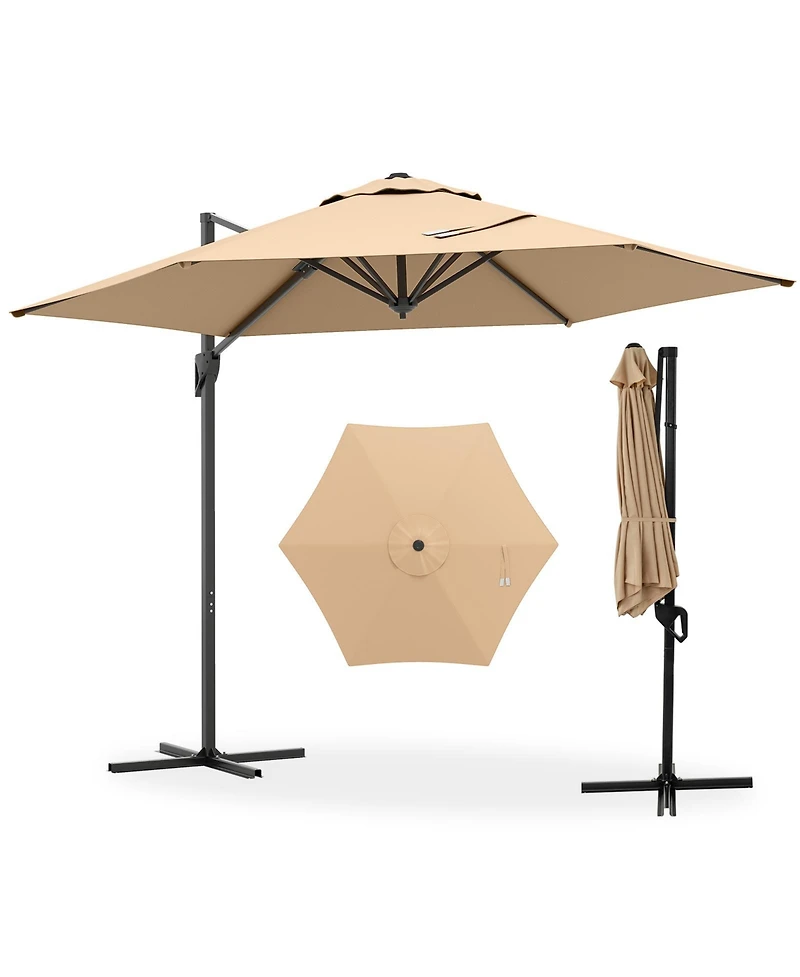 Sugift 9 feet Cantilever Patio Umbrella with Vented Top and Sun-Protective Canopy