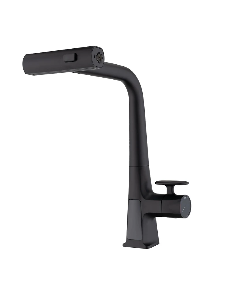 Busdays Matte Waterfall Kitchen Faucet with Temperature Display Single Handle Pull Down Sprayer Modern 3 Water Outlet Modes