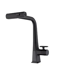 Busdays Matte Waterfall Kitchen Faucet with Temperature Display Single Handle Pull Down Sprayer Modern 3 Water Outlet Modes