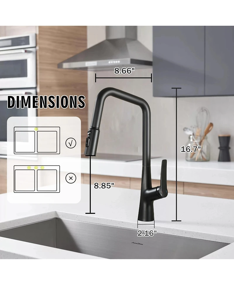 Busdays Matte Professional Kitchen Faucet with 3 Function 360 Degree Sprayer One Touch Switch FastConnect System