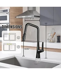 Busdays Matte Professional Kitchen Faucet with 3 Function 360 Degree Sprayer One Touch Switch FastConnect System