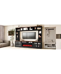 Streamdale Furniture 95.5" Wall Unit Entertainment Center with Electric Fireplace