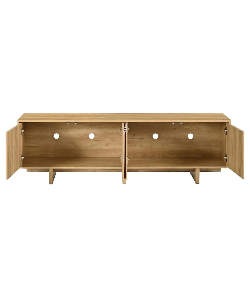 Streamdale Furniture Retro Wood Grain Tv Stand with Wavy Doors for TVs up to 75