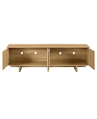 Streamdale Furniture Retro Wood Grain Tv Stand with Wavy Doors for TVs up to 75