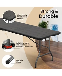 Aofar 8 Feet Foldable Table Steel Portable Handle Heavy Duty Events Camping Utility