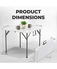 Aofar 3 Feet Foldable Square Table Steel Handle Portable Events