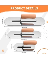 Xdovet Pool Trowel Set Stainless Steel Round Head Wooden Handle Masonry Tool
