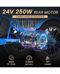 Mooncool CD1 250W Electric Youth Trike, 16" x 3.0" Wheel