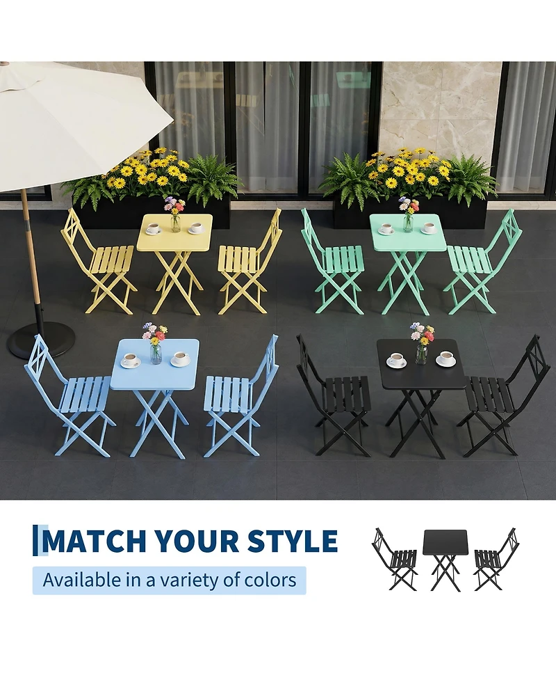 gaomon 3-Piece Patio Bistro Set - Iron Metal Table And Chairs For Outdoor Balcony Seating
